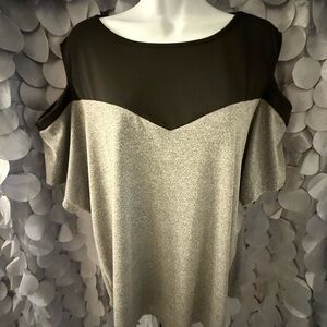 Black and Gray Cut Out Relaxed Blouse